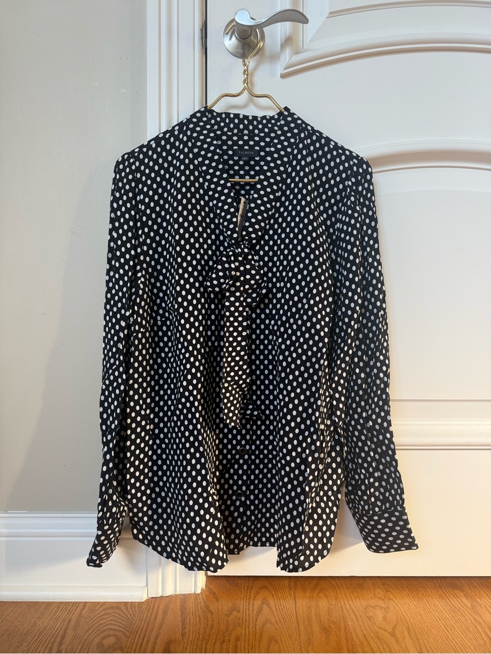 Talbots Black and White Polka Dot Blouse NWT